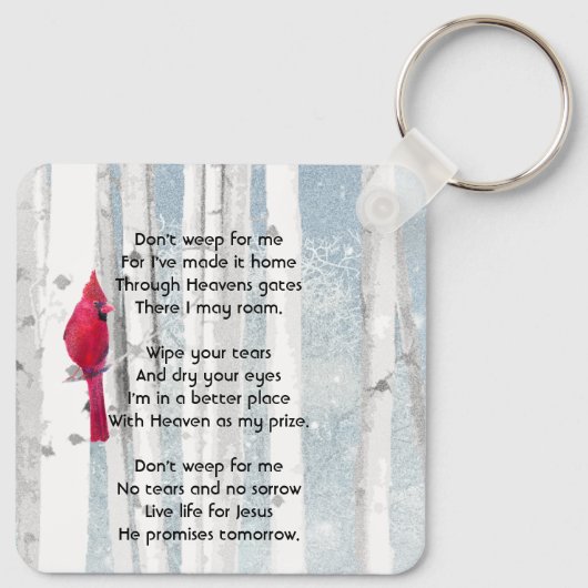 Christian Memorial Keepsake Cardinal Bird Schlüsselanhänger (Rückseite)