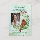 Christian Memorial keepsake Cardinal Bird Visitenkarte (Vorderseite)