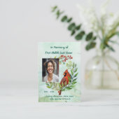 Christian Memorial keepsake Cardinal Bird Visitenkarte (Stehend Vorderseite)