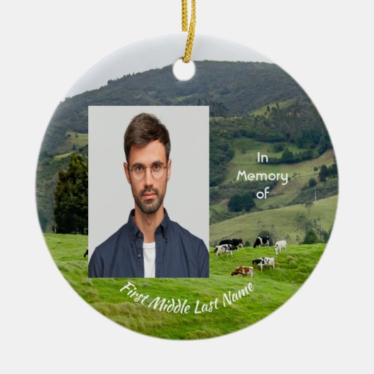 Christian Memorial Keepsake Cattle Farm Landscape Keramik Ornament (Vorne)