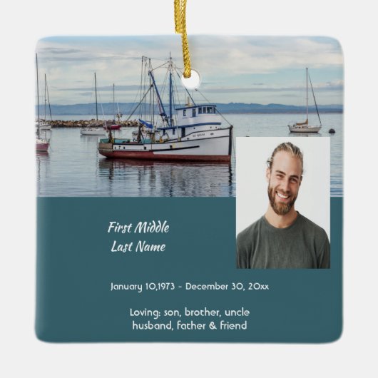 Christian Memorial Keepsake Commercial Fisherman Keramikornament (Vorderseite)