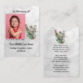 Christian Memorial Keepsake Cute Koala Children Visitenkarte (Vorne/Hinten)