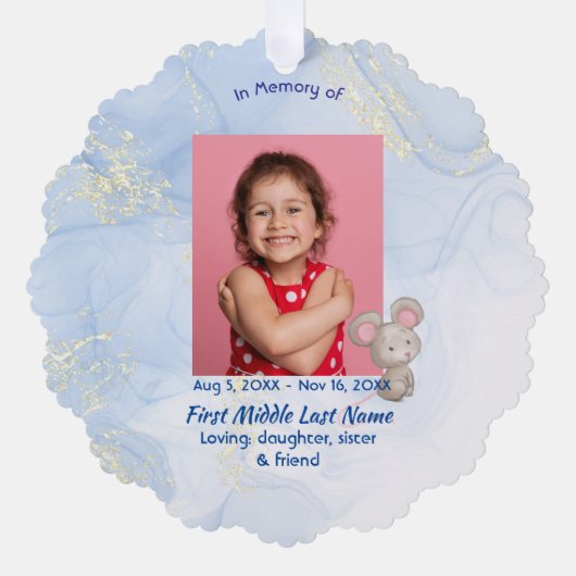 Christian Memorial Keepsake Cute Little Mouse Ornament Karte (Vorderseite)