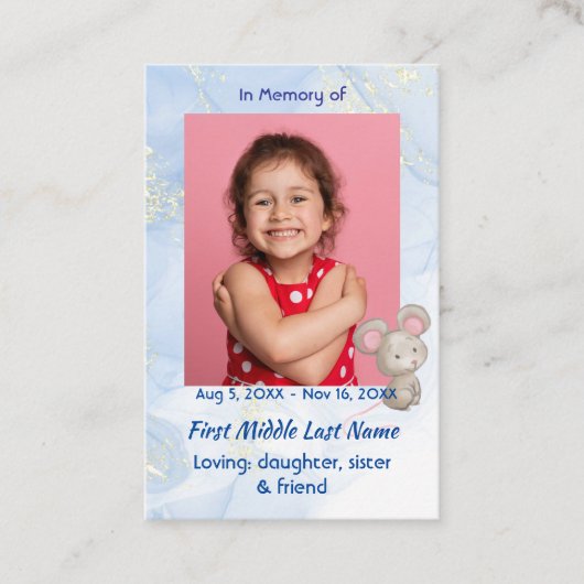Christian Memorial Keepsake Cute Little Mouse Visitenkarte (Vorderseite)