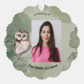 Christian Memorial Keepsake Cute Owl Bird Ornament Karte (Vorderseite)