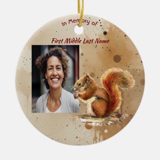 Christian Memorial Keepsake Cute Red Squirrel Keramik Ornament (Vorne)