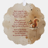 Christian Memorial Keepsake Cute Red Squirrel Ornament Karte (Rückseite)