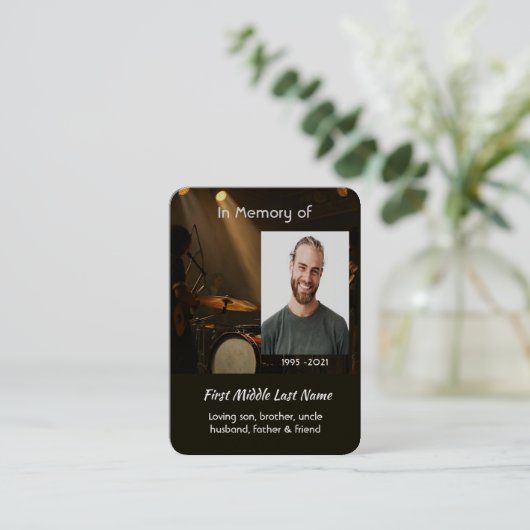 Christian Memorial Keepsake Drummer Drums Band Visitenkarte (Stehend Vorderseite)