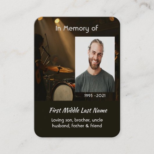 Christian Memorial Keepsake Drummer Drums Band Visitenkarte (Vorderseite)