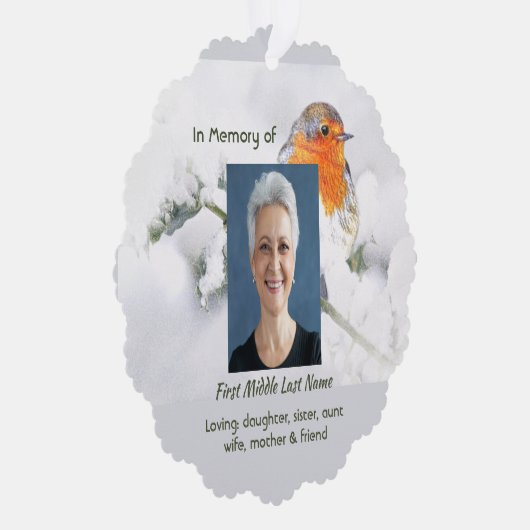 Christian Memorial Keepsake English Robin Bird Ornament Karte (Rechts)