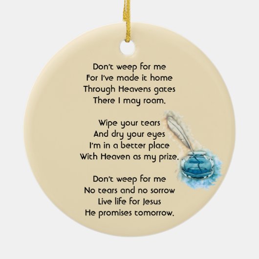 Christian Memorial Keepsake Feather Pen Keramik Ornament (Hinten)