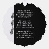 Christian Memorial Keepsake Feather Tribal Boho Ornament Karte (Rückseite)