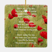 Christian Memorial Keepsake Field of Red Poppy Keramikornament (Rückseite)
