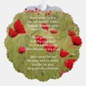 Christian Memorial Keepsake Field Red Poppy Ornament Karte (Rückseite)