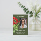 Christian Memorial Keepsake Geranium Flower Visitenkarte (Stehend Vorderseite)