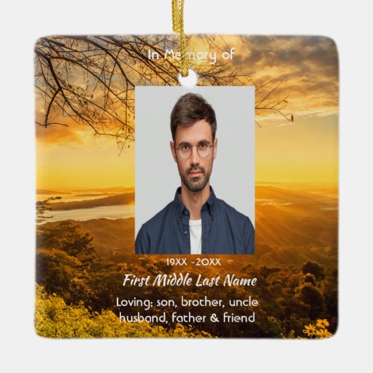 Christian Memorial Keepsake Golden Sunrise Keramikornament (Vorderseite)