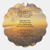 Christian Memorial Keepsake Golden Sunrise  Ornament Karte (Rückseite)