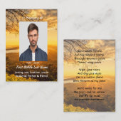 Christian Memorial Keepsake Golden Sunrise  Visitenkarte (Vorne/Hinten)