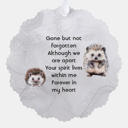 Christian Memorial Keepsake Hedgehog Children Ornament Karte (Rückseite)