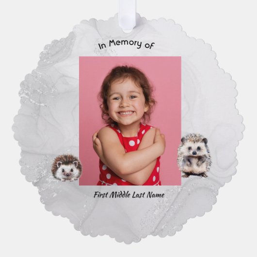 Christian Memorial Keepsake Hedgehog Children Ornament Karte (Vorderseite)