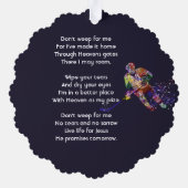Christian Memorial Keepsake Hockey Player Sport Ornament Karte (Rückseite)