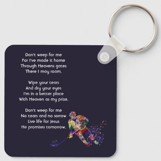 Christian Memorial Keepsake Hockey Player Sport Schlüsselanhänger (Rückseite)