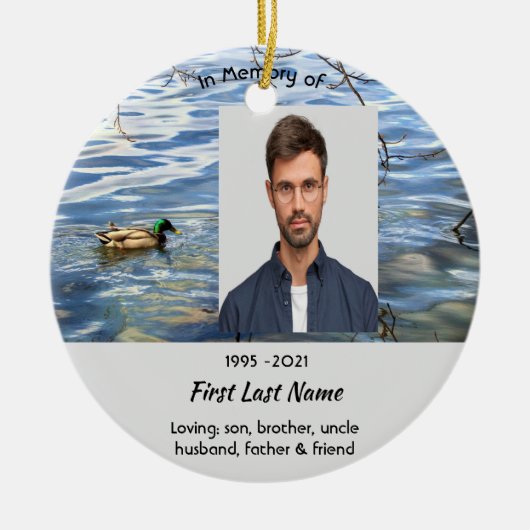 Christian Memorial Keepsake Lake Ducks Birds Keramik Ornament (Vorne)
