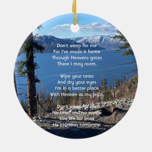 Christian Memorial Keepsake Lake  Forest Trees Keramik Ornament (Hinten)