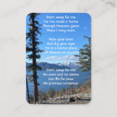 Christian Memorial Keepsake Lake Forest Trees Visitenkarte (Rückseite)