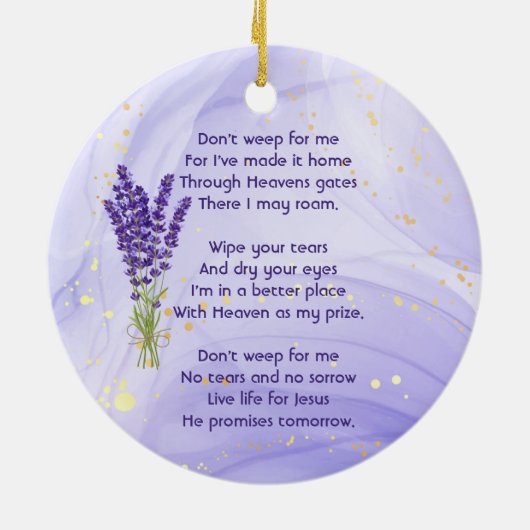 Christian Memorial Keepsake Lavender Garden Flower Keramik Ornament (Hinten)