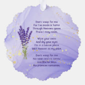 Christian Memorial Keepsake Lavender Garden Flower Ornament Karte (Rückseite)