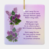 Christian Memorial Keepsake Lilac Garden Flower Keramikornament (Rückseite)