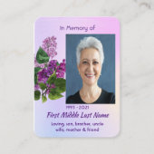 Christian Memorial Keepsake Lilac Garden Flower Visitenkarte (Vorderseite)