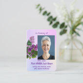 Christian Memorial Keepsake Lilac Garden Flower Visitenkarte (Stehend Vorderseite)