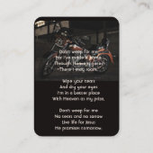 Christian Memorial Keepsake Motorcycle Biker Visitenkarte (Rückseite)