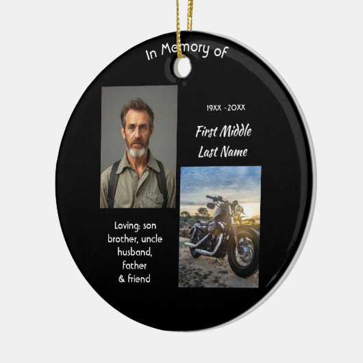 Christian Memorial Keepsake Motorcycle Chopper Keramik Ornament (Links)