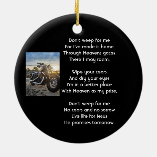 Christian Memorial Keepsake Motorcycle Chopper Keramik Ornament (Hinten)
