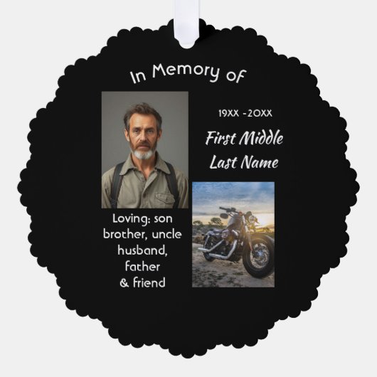 Christian Memorial Keepsake Motorcycle Chopper Ornament Karte (Vorderseite)