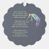 Christian Memorial Keepsake Pastel Horse Art Ornament Karte (Rückseite)