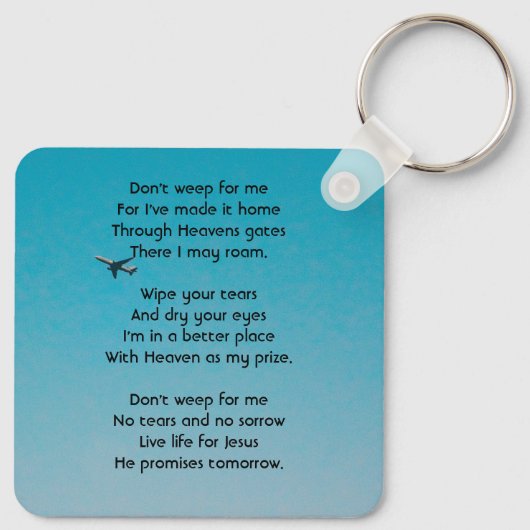 Christian Memorial Keepsake Pilot Airplane Flying Schlüsselanhänger (Rückseite)