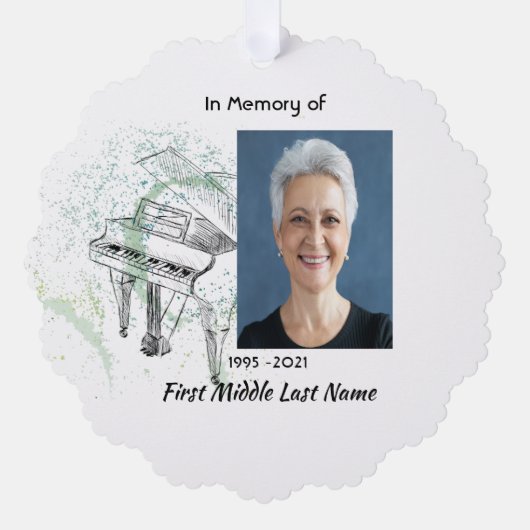 Christian Memorial Keepsake Prayer Piano Musician Ornament Karte (Vorderseite)