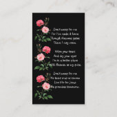 Christian Memorial Keepsake  Roses Garden Flowers Visitenkarte (Rückseite)