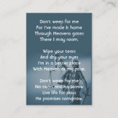 Christian Memorial Keepsake Scales Justice Law Visitenkarte (Rückseite)