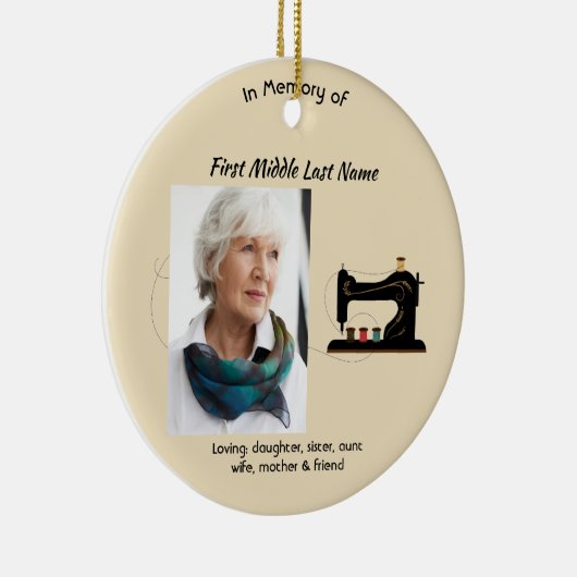 Christian Memorial Keepsake Seamstress Keramik Ornament (Rechts)