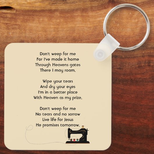 Christian Memorial Keepsake Seamstress Schlüsselanhänger (Rückseite)