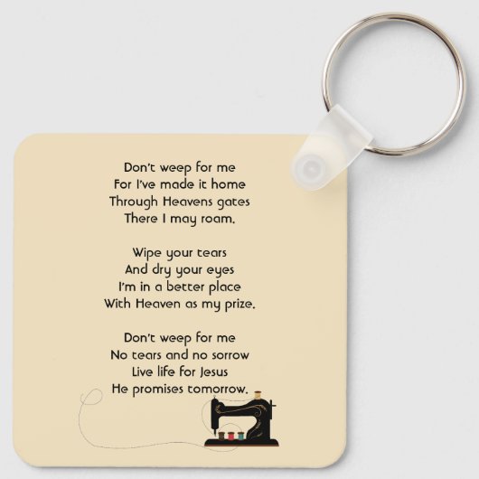 Christian Memorial Keepsake Seamstress Schlüsselanhänger (Rückseite)