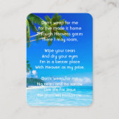 Christian Memorial Keepsake Tropical Beach Exotic Visitenkarte (Vorderseite)