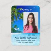 Christian Memorial Keepsake Tropical Beach Exotic Visitenkarte (Rückseite)