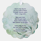 Christian Memorial Keepsake  Watercolor Foliage  Ornament Karte (Rückseite)