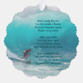 Christian Memorial Keepsake  Wave Surfer Water Ornament Karte (Rückseite)